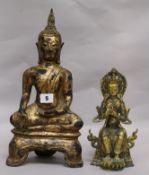 Two Thai bronze figures of Buddha