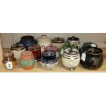 A Crown Devon 'Kingfisher' tobacco jar and 13 other tobacco jars, various (14)