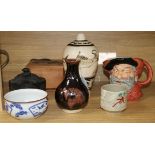 A Japanese Temmoku bottle, a Mashiko stoneware Unomi cup, a Cizhou-style vase and other items