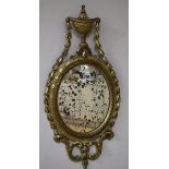 A late 18th/early 19th Century gilt wall mirror W.30cm