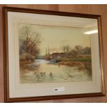 Henry Charles Fox, watercolour, River scene, signed and dated 98, 37 x 54cm.