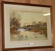 Henry Charles Fox, watercolour, River scene, signed and dated 98, 37 x 54cm.