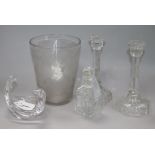 A 19th century Continental engraved glass beaker, a Sevres glass dish and sundry glassware