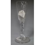 A George III faceted stem ale glass 19cm