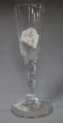 A George III faceted stem ale glass 19cm