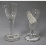 A Georgian style plain facetted stem glass and another 14cm