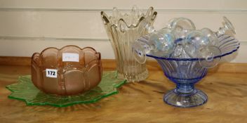 A group of assorted 1930's glassware