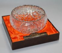 A boxed set of six Webb Corbett cut glass tumblers and a boxed Webb rose bowl