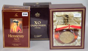 Whyte & Mackay 21 Years Old Scotch Whisky, Hennessy XO Cognac and XO Courvoisier Brandy, (3), each