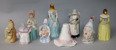 A collection of nine Royal Worcester candle extinguishers