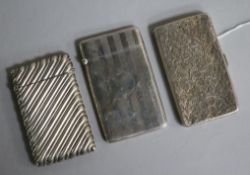 Three assorted silver card cases, including one by George Unite, largest 82mm.
