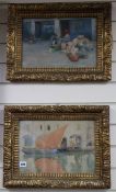 Graham Petrie (1859-1940), 'Pumpkins, Venice' and a Venetian canal scene, a near pair, signed, one