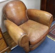 A 1940's French leather club armchair