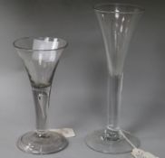 Two George II conical glass cordials Largest 20cm