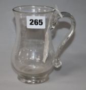 A George II glass mug H.12.5cm