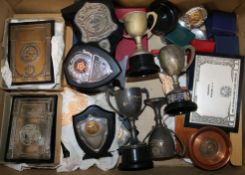 A selection of shooting trophies and medals