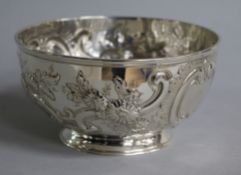 A Victorian embossed silver bowl, by Dobson & Sons London, 1878, 12.8cm, 7.9 oz