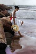 D. Alvarez Gomez Domingo pastel Young woman on the seashoresigned54 x 44cm