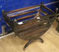 A wrought iron fire basket W.57cm