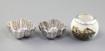 A pair of Victorian silver sweetmeat moulds, hallmarked Birmingham 1896, maker John William