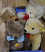 Four Steiff modern teddy bears, including champagne mohair 0201/41, with growler, mink mohair 0202/