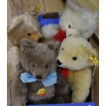 Four Steiff modern teddy bears, including champagne mohair 0201/41, with growler, mink mohair 0202/