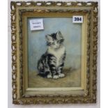 After Ronner Knip, oil on board, study of a kitten, 22 x 17cm