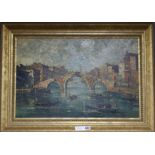 After Guardi, oil on canvas, Rialto Bridge, Venice, 39 x 59cm