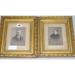 A pair of gilt framed black and white photographs