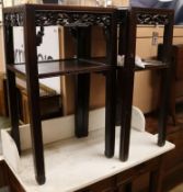 Two Chinese hardwood tables W.45cm and 41cm