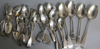 A set of six Victorian silver dessert spoons, George Adams, London, 1864 and sundry other silver