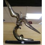 A French Art Deco bronze model of a seagull, on black marble plinth H.60cm.