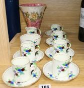 A Tuscan china fourteen piece coffee set and a Maling vase