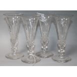 A set of four late Victorian cut glass conical glasses 15cm