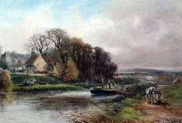 Henry Charles Fox (1855-1929)watercolourHorsedrawrn canal barge in a landscapesigned and dated