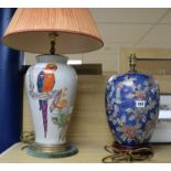 Two Chinese style ceramic table lamps largest 38cm