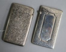Two early 20th century silver card cases, largest 83mm.