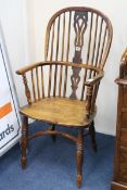 A Victorian yew wood, ash and elm Windsor chair
