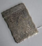 A late Victorian silver card case by Hilliard & Thomasson, 92mm.