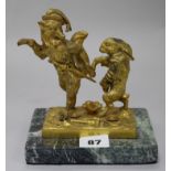 A 19th century French ormolu paperweight modelled with the fox and the hare H.15cm.