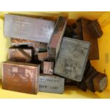 A collection of copper printing blocks, etc.