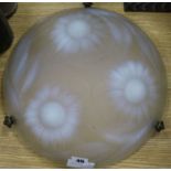 A French opalescent glass plaffonier, moulded with flowers Diameter 35cm.