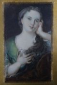 19th century English School, oil on ivory, miniature of a lady 10 x 6cm