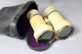 A cased pair of Victorian ivory binoculars