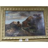 Italian School (19th Century), oil on canvas, traveller in a mountain landscape, 38 x 58cm
