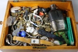 A Regency work box with watch contents etc.