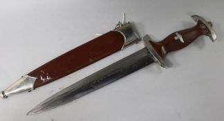 A WWII German dagger and scabbard dated 1940, 37.5cm