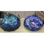 Two Tiffany style stained glass lamp shades, diameter 48cm