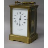 An Edwardian brass carriage clock, 13cm