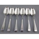 A set of six early George III silver Old English pattern table spoons, by Thomas Tookey,